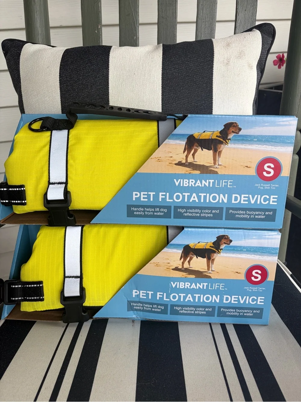 2 Vibrant Life Yellow Pet Flotation Device with Reflective Straps - Small NIP